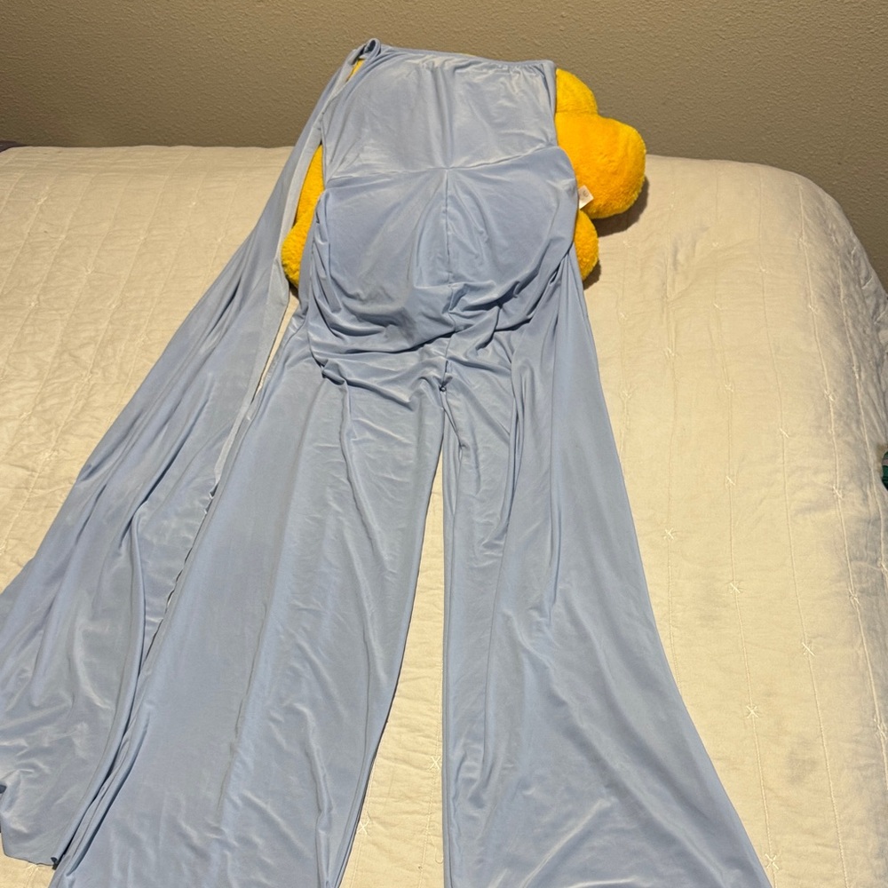 Elegant maternity  Blue Sleeveless Jumpsuit one shoulder